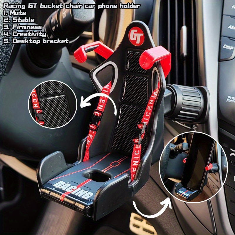 Soporte universal para teléfono en el aire acondicionado del auto, soporte de navegación GPS para iPhone 13, 12 y Xiaomi, diseño creativo de auto de carreras GT, fijación segura, soporte para smartphone