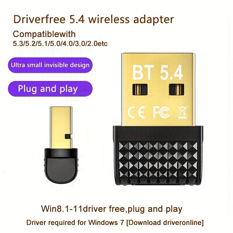 Adaptador sin varillas USB 5.4/5.2/5.1/5.0/4.2/4.0 - Tarjeta de Red Inalámbrica con Plug & Play, Compatible con Windows 11/10/8.1/7, Transferencia Rápida de Datos, WiFi Compacto para PC y Portátil, Juegos, Hogar/Ocio - Sin Necesidad de Fuente Externa, Ac