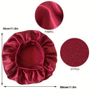 Gorro de satén de lujo para dormir, ala ancha, sin aroma, gorro de baño con banda elástica, material de poliéster cómodo, uso diario - Rojo intenso