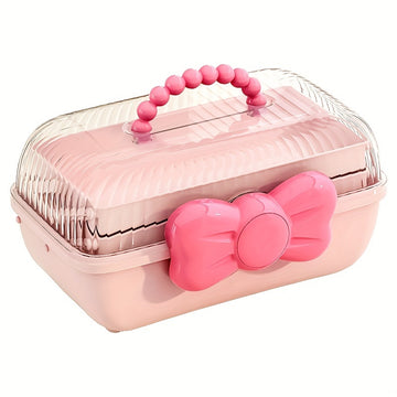 1 Unidad, Caja De Almacenamiento Linda Y De Estilo De Caricatura, De Horquillas Para El Cabello Y Cosméticos, Organizador De Gran Capacidad De Múltiples Capas, Caja De Joyería Transparente, Suministros De Almacenamiento