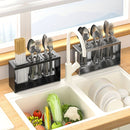 1pc Organizador de Encimera Versátil - Soporte para Cuchillos y Tenedores de Cocina, Caddy para Palillos, Soporte para Pasta de Dientes de Baño, Porta Pinceles de Maquillaje - Diseño Elegante de ABS y Metal para Almacenamiento Eficiente
