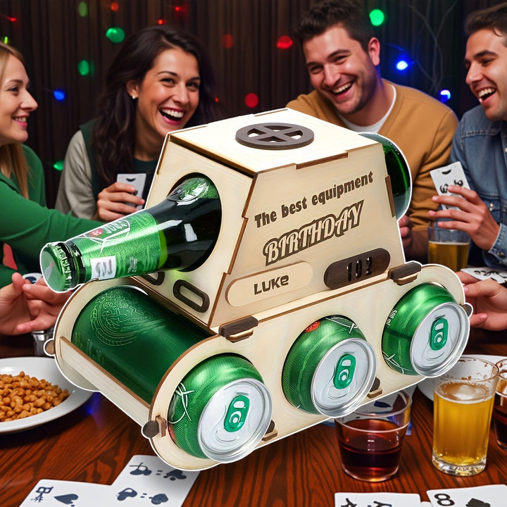 Estante de vino de madera sólida elegante | Almacena 4 botellas · Diseño creativo que ahorra espacio | Decoración versátil para el hogar, bar y cocina | Ideal para la decoración de Oktoberfest, regalos de Navidad, adornos de fiesta y regalos