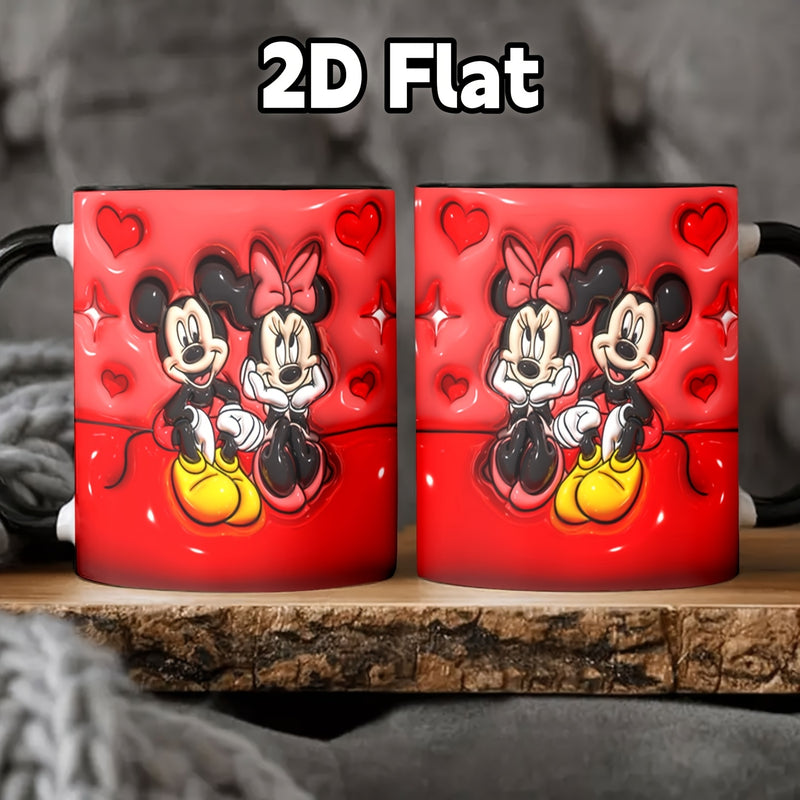 Taza de cerámica plana impresa en 2D de Disney de 11 oz con diseño de Mickey Mouse, portátil y de boca ancha para café, adecuada para acampar al aire libre, hacer picnic, viajar, regalos de Pascua HBMKB0123B