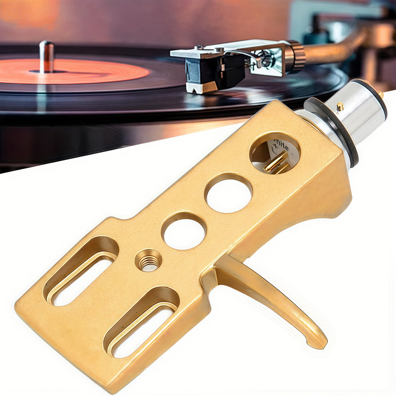 Soporte de Cabezal de Tocadiscos y Cartucho de Fonógrafo de Aleación de Aluminio Premium con 4 Cables de Conexión – Opciones Doradas, Blancas, Rojas, Negras para DJs y Aficionados al Vinilo