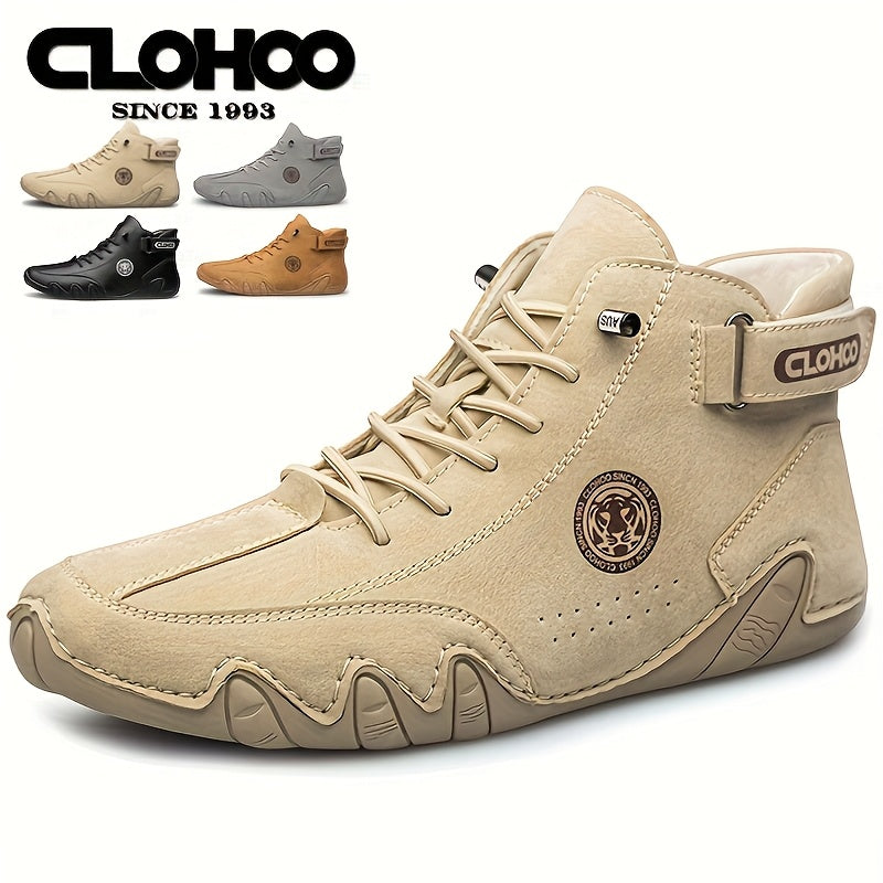 Botas de media pantorrilla con suela de goma CLOHOO - Botas ligeras y elegantes para hombres, cómodas y versátiles, botas casuales con suela de goma | Botas casuales elegantes | Botas con suela de goma