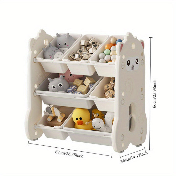 Armario de Pared Plástico Blanco con Cajones y Estantes Multinivel - Organizador de Alta Capacidad para Peluches, Libros, Muebles de Sala, Diseño Divertido
