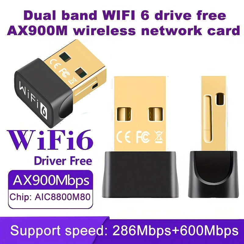 Tarjeta de Red Inalámbrica USB WIFI6 Dual-Band 2.4G/5G con Antena Integrada de Ganancia 2dBi, Compatible con Windows 7/10/11, Receptor WiFi y Transmisión AP Hotspot