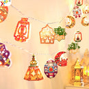 1 juego de luces LED con cable de hierro para Ramadán - 149.86 cm, 10 luces, funciona con pilas, ideal para decoración de Ramadán, fiestas musulmanas, Ramadán Mubarak, ambiente en el hogar y celebraciones islámicas, decoración comercial, bodas, bares, ca