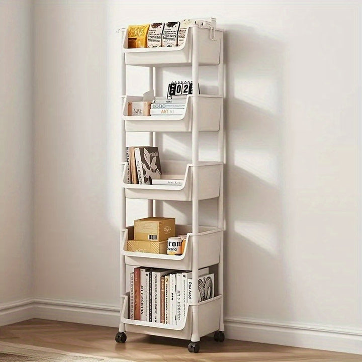 1pc Estante de almacenamiento con ruedas para cocina, 2/3/4/5 niveles, estante rodante de plástico, ideal para cocina, sala, dormitorio y residencia | optimización de espacio | diseño limpio