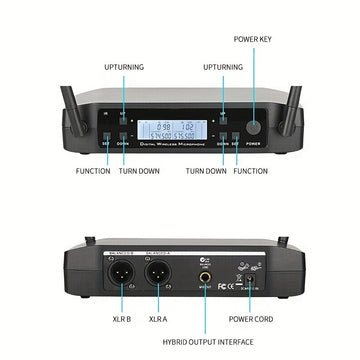 Sistema de Micrófono Inalámbrico Profesional XGeS GLXD4 - Portátil, Doble Antena, Ideal para DJs y Actuaciones En Vivo, Conector de 6.35mm, Enchufe de EE.UU