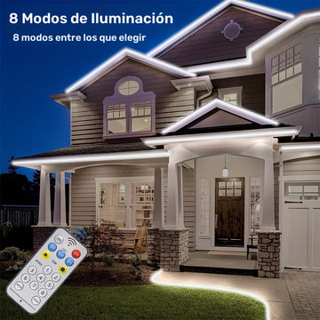 1 pieza de Luces Solares para Exteriores, 500cm/1000cm con 320LEDS/640LEDS Tira de Luces con Temporizador Remoto, Luces de Tira Regulables Multimodo para Jardín y Fiesta de Halloween, Acción de Gracias y Navidad