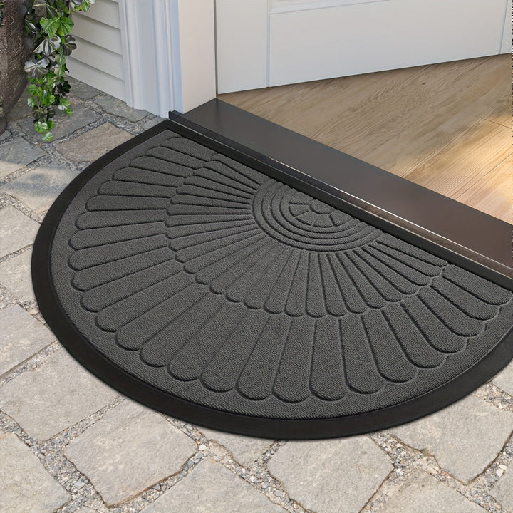 Tapete de entrada resistente, 1 pieza, semicircular, para interior y exterior, alfombra de bienvenida, duradera, perfil bajo, ideal para entrada, patio, garaje y áreas de mucho tráfico, decoración navideña, regalo de Navidad
