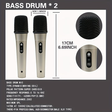 Micrófono Profesional para Batería, Micrófono de Batería Serie Profesional: Captador de Rendimiento para Instrumento de Batería de Percusión