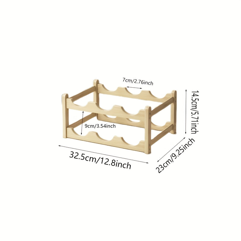 Soporte de Vino Apilable de Bambú de 2 Niveles – Soporte Independiente para Cocina y Hogar, Ahorra Espacio, Fácil Montaje Sin Herramientas, Diseño Moderno para Encimeras y Espacios Pequeños
