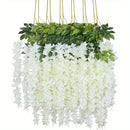 12 Piezas, Flores Colgantes, Decoración Artificial Para Bodas, Guirnalda De Glicina, Exuberantes Enredaderas De Flores De Seda Para Decoración De Bodas Al Aire Libre, Arco De Fondo, Fiesta, Sala, Pared