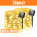 2 piezas de luces de hadas LED solares, 23/105 pies/138 pies, 8 modos de iluminación, perfectas para patio, jardín, fiesta, decoración de bodas, iluminación exterior colgante, tiras de luz exterior, adecuadas para Navidad, Ramadán, Halloween, Día de la I