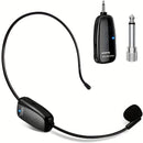Auriculares con Micrófono Inalámbrico Recargable - Micrófono de Mano 2-en-1 con Receptor UHF para Sistemas de PA, Ideal para Discursos Públicos y Enseñanza, Carga USB Tipo-C