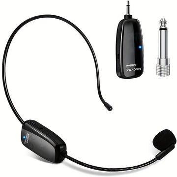 Auriculares con Micrófono Inalámbrico Recargable - Micrófono de Mano 2-en-1 con Receptor UHF para Sistemas de PA, Ideal para Discursos Públicos y Enseñanza, Carga USB Tipo-C