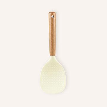 1 Unidad, Cuchara De Arroz De Silicona Con Mango De Madera, Utensilio Para Utensilios De Cocina Antiadherentes, Herramienta Para Servir Duradera Y Conveniente, Artilugio De Cocina