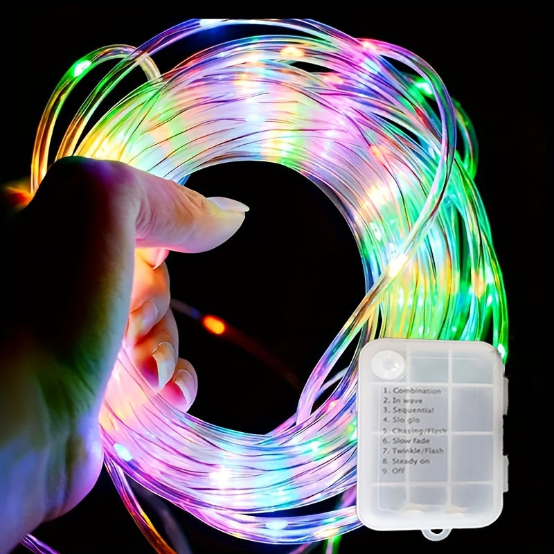 1 pza. Tubos de luces de caja de batería de 8 funciones, tiras de luces, decoraciones y accesorios para interiores y exteriores, utilizados para iluminación de jardines, bodas, fiestas, árboles, iluminación navideña sin baterías.