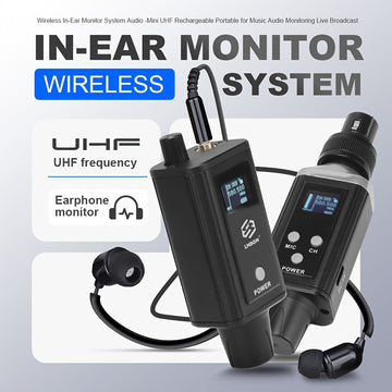 Sistema de Monitoreo Intrauditivo sin varillas LMBGM con 1 Canal y Auriculares Tipo Bodypack para Escenario, Estudio, Actuaciones, Karaoke y Otros Escenarios