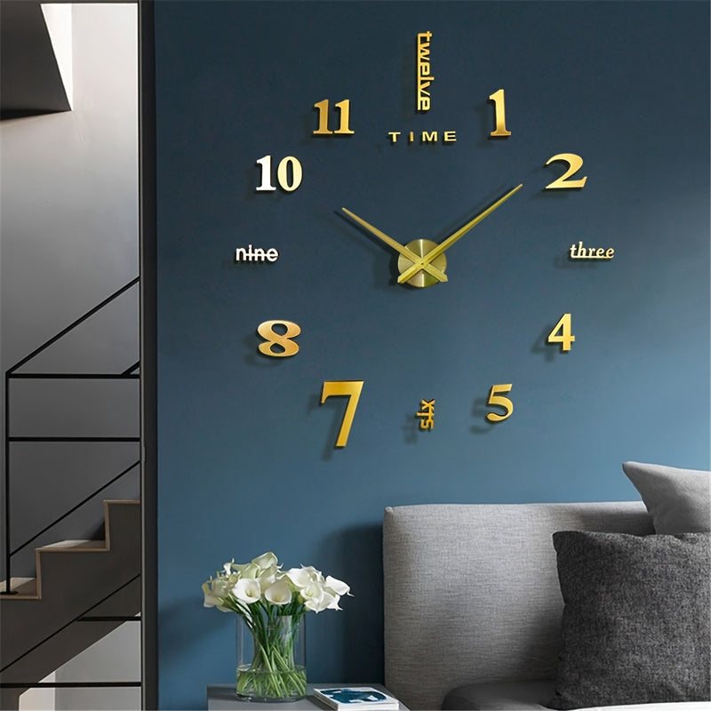 Relojes de Pared Grandes sin Marco JUJUDA 3D para Decoración de Sala, Pegatinas de Reloj Grande Moderno para Cocina y Dormitorio, Kit de Reloj Gigante Silencioso para Decoración Interior en Casa u Oficina