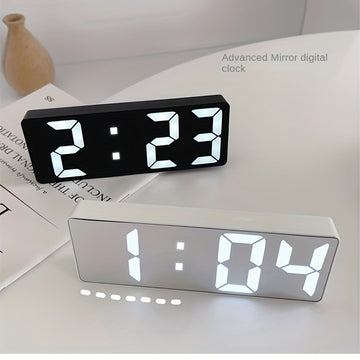 Reloj digital LED moderno con brillo ajustable, pantalla de fecha y temperatura - Reloj despertador rectangular para dormitorio, alimentado por USB, formato 12/24H, decoración para hogar u oficina, diseño contemporáneo, electrónica duradera