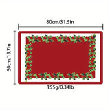 Alfombra de Terciopelo Roja y Verde Invierno Navideña de 1 Pieza - Antideslizante, Alfombrilla para Interior, Ideal para Cocina, Entrada y Sala de Estar en la Decoración Festiva del Hogar, Tapete Navideño