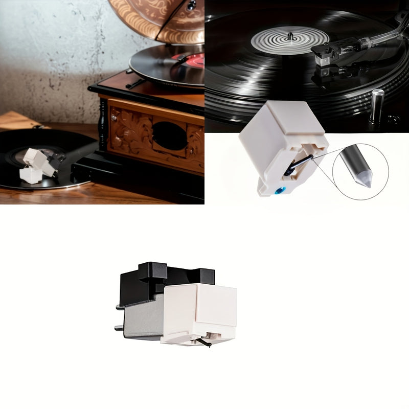 Cartucho de Plataforma Giratoria Magnética Dual Singer de Hierro Premium con Estilete de Diamante - Blanco, Calidad de Sonido Mejorada y Durabilidad, Ideal para Tocadiscos AT3600L