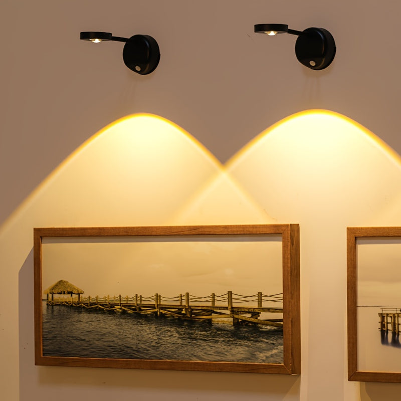 Luces de Pared con Sensor de Movimiento y Batería Recargable de 2000mAh - Sensor Infrarrojo, Brillo Ajustable, Cable USB & Control por Pared, Acabado Moderno para Pasillos, Baño, Cocina, Dormitorio - Luz Nocturna Energéticamente Eficiente, Luces Recargab