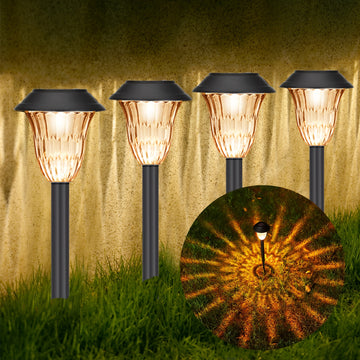12 luces solares LED para exteriores, iluminación automática para jardín, patio y aceras, se encienden al anochecer y se apagan al amanecer