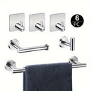Juego de accesorios para baño, 6 piezas, barra para toallas y soportes, montaje en pared, acero inoxidable, color negro mate, 16 pulgadas