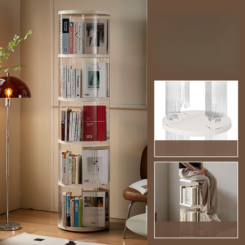 Estante rotativo de 360 grados con 4 estaciones adecuado para hogar, estante minimalista de pie, estante de varios niveles, estante de gran capacidad, estante de almacenamiento, cesta de revistas y periódicos.