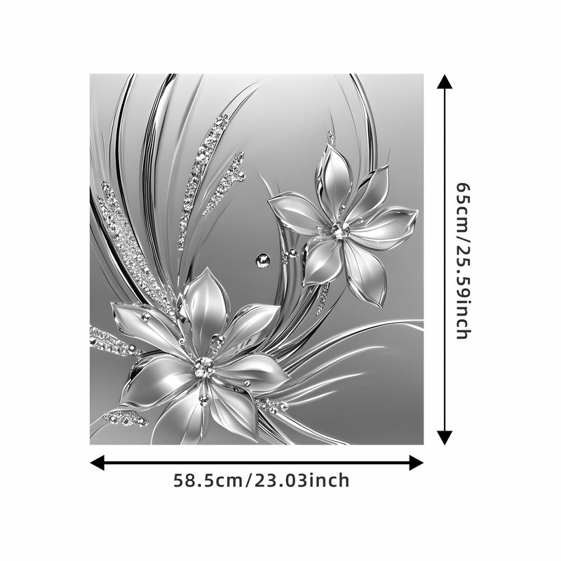 1 pieza de metal plateado con relieve de flores 2D, cubierta magnética para puerta de lavavajillas, decoración con imán, imán de flores de metal plateado, imán plateado, adecuado para decoración de pintura de cubierta de puerta de lavavajillas, póster de
