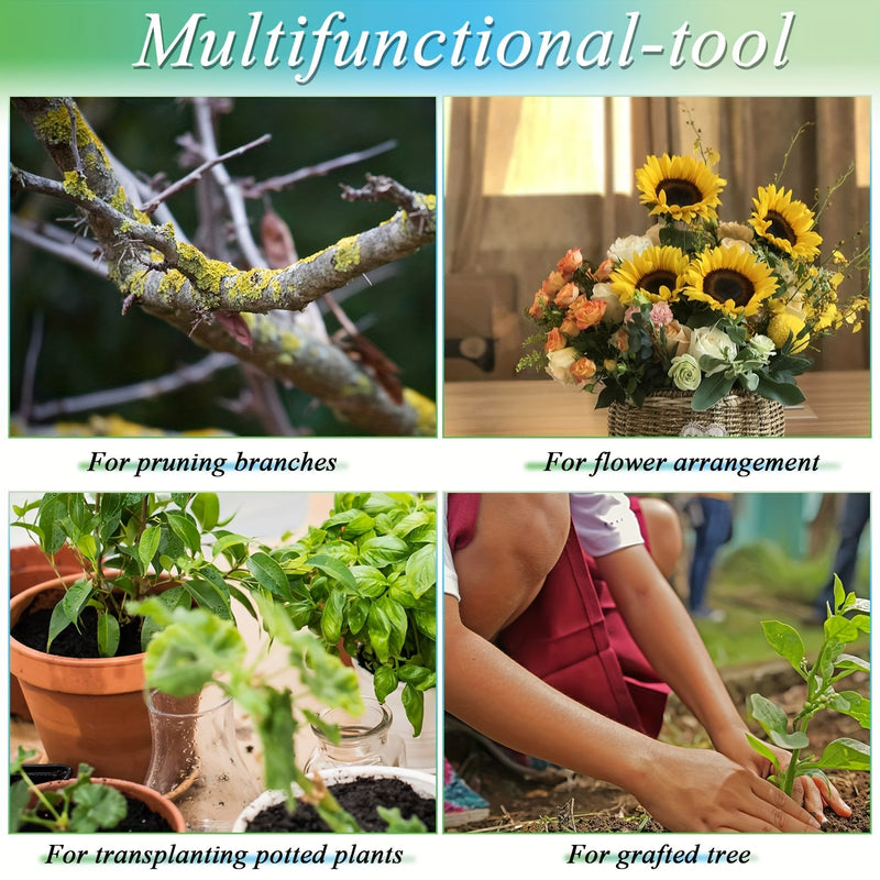 Navaja de Injerto de Acero Inoxidable - Herramienta Manual Retro para Juntar Frutas y Árboles Hortalizas, Mango Ergonómico con Hoja de Precisión, Sin Necesidad de Electricidad para Jardinería Profesional y Aficionada