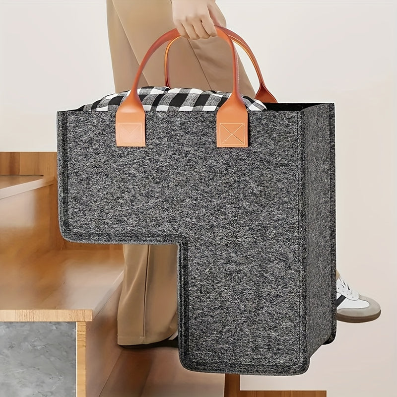 Canasta de Escaleras de Fieltro para el Hogar - Cesta multifuncional ideal para alfombras y escaleras de madera, 40.64 cm compatible, diseño plegable con ventana de observación, estante, cestas para lavandería