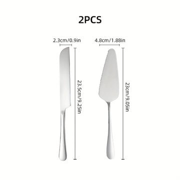 Juego de 2 cuchillos para pastel y pala para pizza de acero inoxidable dorado - Ideal para cumpleaños, bodas, fiestas y ocasiones especiales, perfecto para servir postres y pizzas, utensilios para ocasiones especiales | Vajilla elegante | Cubiertos durad
