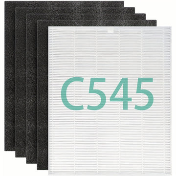 5pcs// C545 H13 Filtro de Repuesto True HEPA S Compatible con el Purificador de Aire Winix C545, Reemplaza el Filtro Winix S// Filtro de Repuesto 115115 A para Winix PlasmaWave 5300, 6300, C535, 5300-2, 6300-2, P300, AM90, 9000, 5000, 5000B, C909 9800 Pu