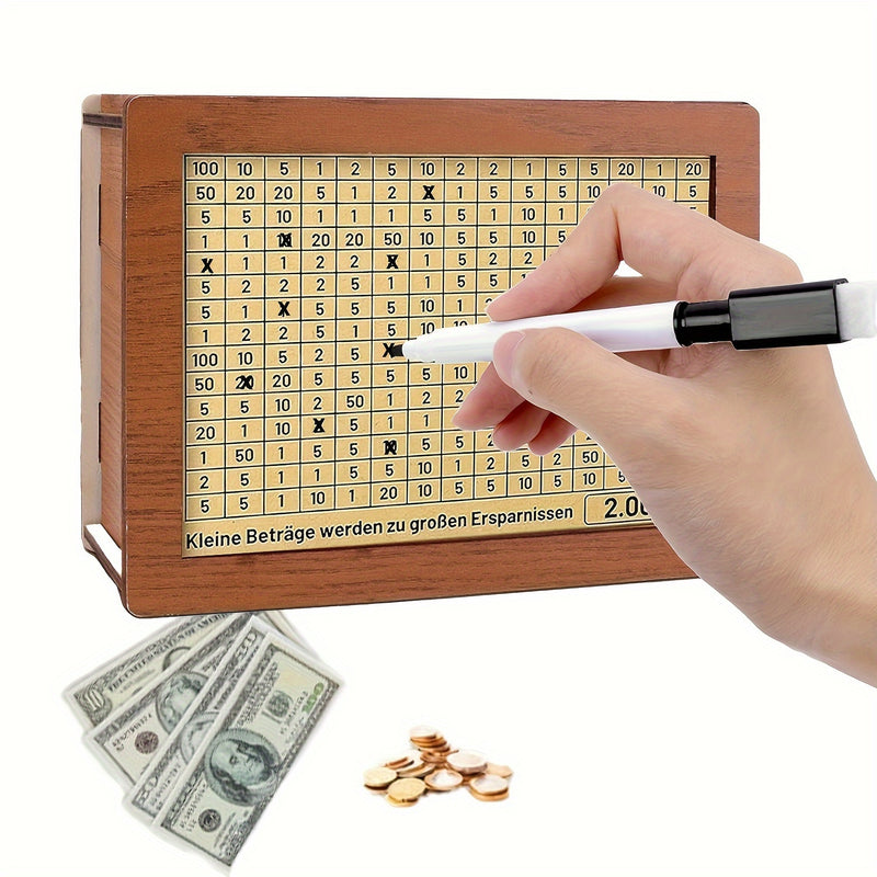 Banco de ahorro creativo de madera con 8 objetivos de ahorro - Regalo perfecto para adolescentes y adultos, construcción de madera contrachapada duradera, uso en múltiples habitaciones, apto para interiores y exteriores, no necesita electricidad.