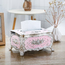 Caja de Pañuelos con Patrón de Rosas al Estilo Europeo Elegante - Plástico Duradero, Diseño Cuadrado para Uso en el Hogar y el Coche