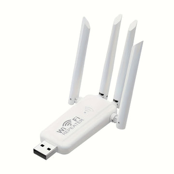 Repetidor inalámbrico USB con 4 antenas Ourlife - Antena dual, extensor de señal de largo alcance para uso doméstico, alimentado por USB, no requiere batería, fácil instalación, modo de alimentación USB, tensión de funcionamiento ≤36V