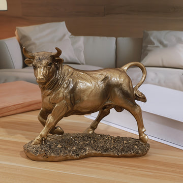 Escultura de toro dorado de lujo TY, estatua de toro en resina para decoración de hogar y oficina, adorno versátil para interiores y exteriores, no requiere electricidad
