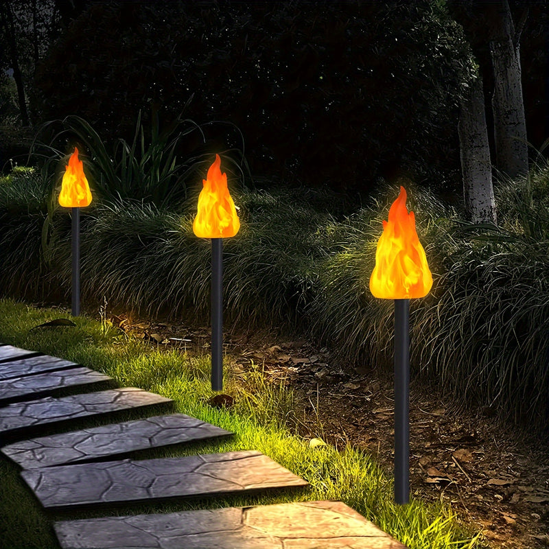4 u 8 piezas de luces LED solares con efecto de llama parpadeante, lámparas de jardín que se encienden automáticamente del atardecer al amanecer, ideales para decoración exterior en jardines, céspedes, patios y paisajismo festivo, decoración de césped