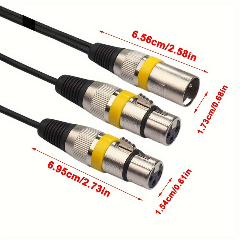 Cable Divisor XLR de Aleación de Zinc Premium - Macho a Hembra, Conector 1-a-2 para Consolas de Mezcla, Micrófonos, Altavoces y Más - Disponible en Rojo, Verde, Azul, Amarillo, Negro