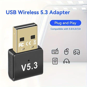 Adaptador de red USB BT 5.3, Adaptador de red inalámbrico USB Dongle, compatible solo con portátiles y computadoras de escritorio, compatible con sistemas Windows 11/10/8.1. Plug And Play, compatible hacia atrás automáticamente con dispositivos de versio