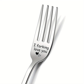 1pc "Te Amo Muchísimo" Tenedor de Acero Inoxidable Grabado - Pulido Espejo, Duradero y Apto para Lavavajillas - Regalo Romántico Ideal para Novio, Novia, Esposo, Esposa en Aniversario, Día de San Valentín, Cumpleaños, Navidad