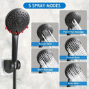 1 juego de cabeza de ducha de acero inoxidable clásico cuadrado, montaje en pared con pulverizador de lluvia, divisor de 3 vías, anti-salpicadura, manguera flexible, soporte sin taladro, acabado pintado, estilo de montaje en pared para experiencia de bañ