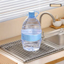 SunCleanse Armario de secado de platos enrollable con 15 tubos - Secador de platos de acero inoxidable multifuncional sobre el fregadero, 43cm x 30cm, Diseño plegable y colapsable, Ideal para encimeras de cocina, Portátil y versátil soporte de tazas, Arm
