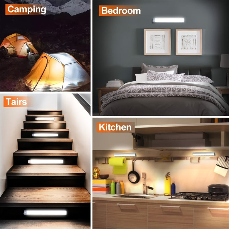 Pack de 2 Luces LED para Armarios con Doble Fila, Brillo Ajustable, Montaje Magnético y Opciones de Colgado, Batería Recargable por USB, Larga Duración en Modo Espera para Armarios, Vestidores, Salones, Luz Sensorial