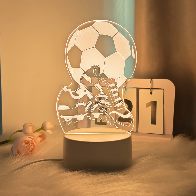 1pieza Pelota de Fútbol y Estudios 3D Ilusión Luz de Noche, Lámpara de Escritorio con Luz Cálida USB, Regalo Perfecto para Aficionados al Fútbol, Entusiastas del Deporte y Decoración de Habitaciones con Tema Deportivo, Ideal para Navidad, Acción de Graci